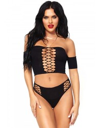 Leg Avenue 'Opaque Crop Top & Thong', 2 Teile